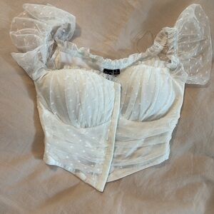 White crop top blouse